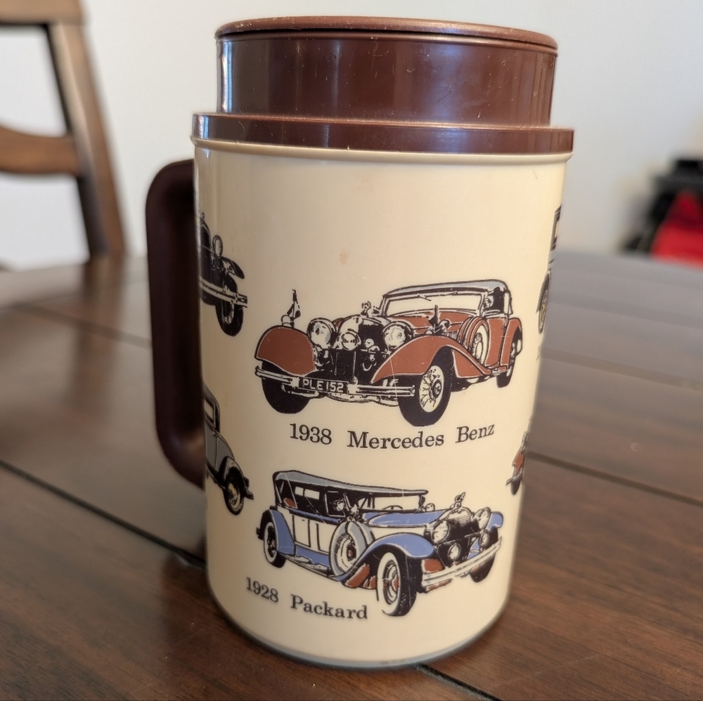 Vintage Thermo Car Mug with Lid 22 Oz